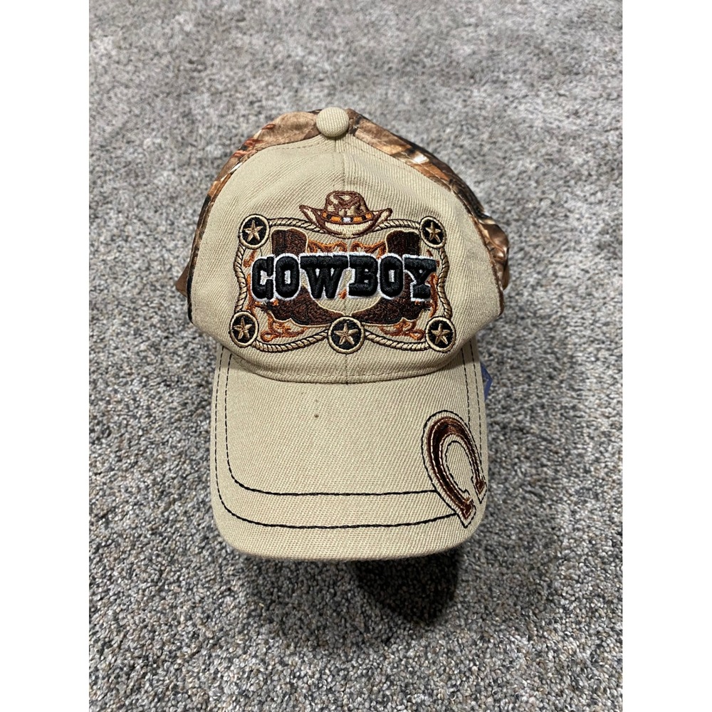Zion Cowboy Hat Mens OSFM Tan Camo Excellent Western Embroidery Ball Cap